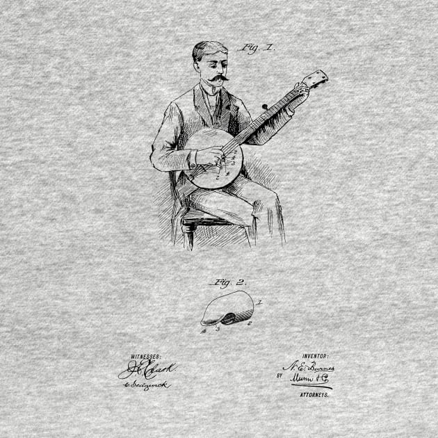 Picking Thimble for Guitar and Banjo Vintage Patent Hand Drawing by TheYoungDesigns